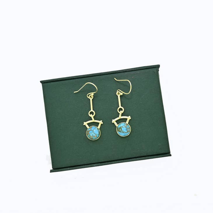 Camilla Earrings Gold - Blue Turquoise