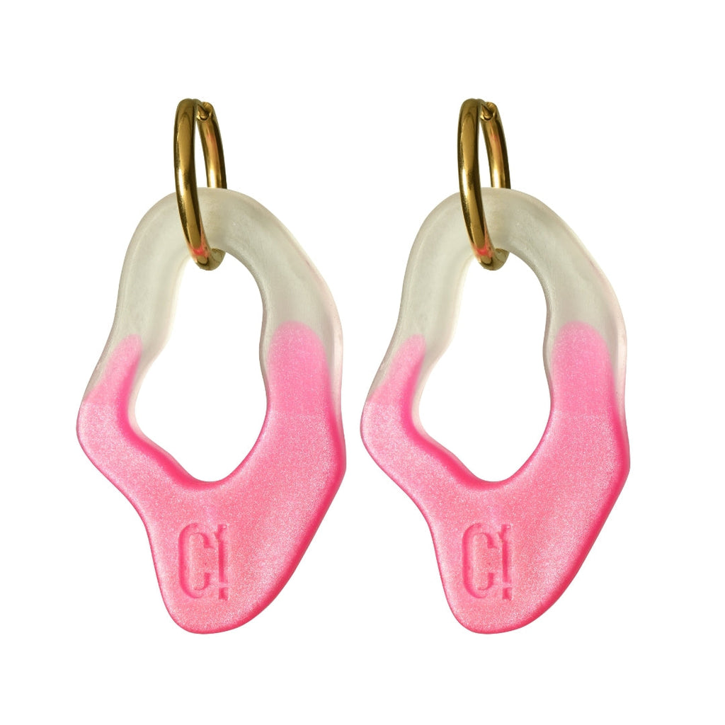 Ear Candy Transparent & Pink Big Earrings