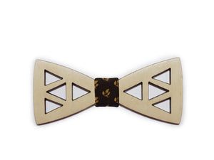 Wooden bow-ties with cut-outs various styles