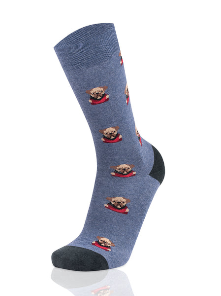 Winter Pug Denim Socks