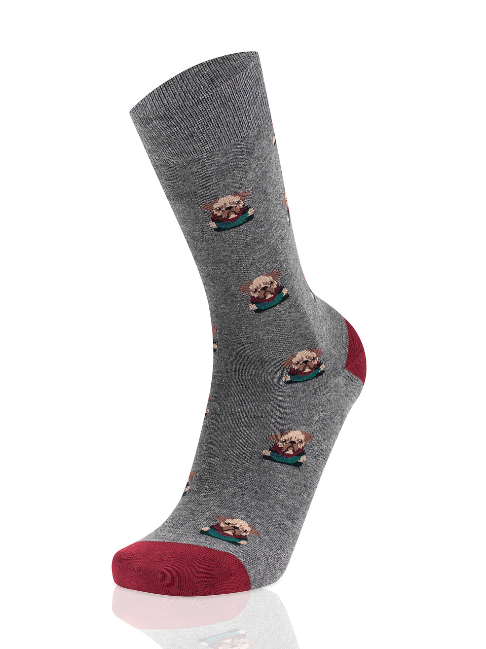 Winter Pug Grey Melange socks