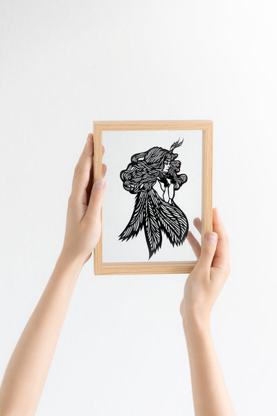 Elf girl with wings Original papercut A5 by MarinaPapercuts