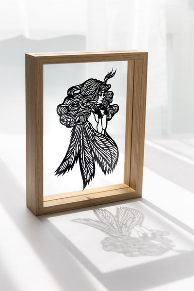 Elf girl with wings Original papercut A5 by MarinaPapercuts