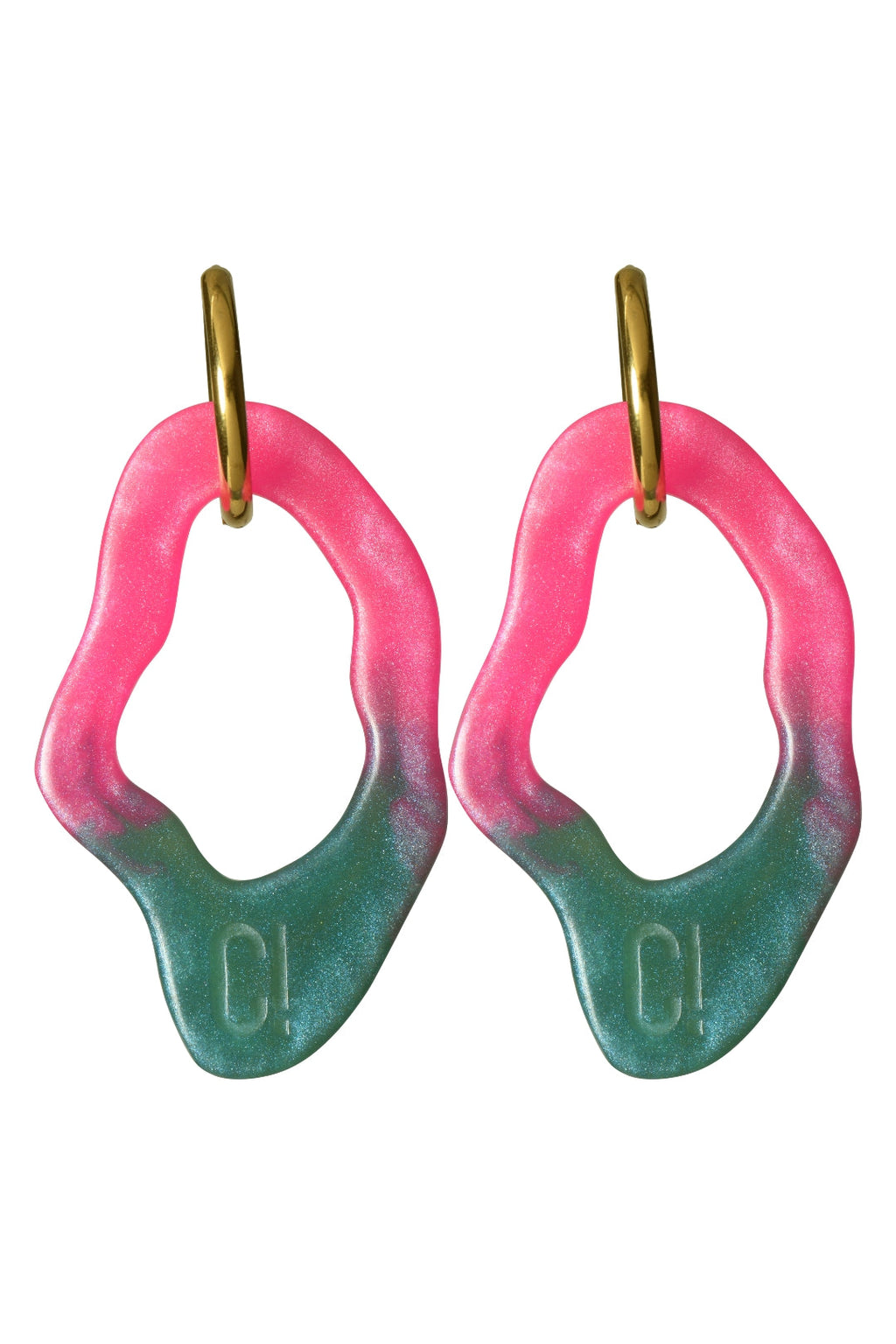 Ear Candy Pink & Green Big Earrings