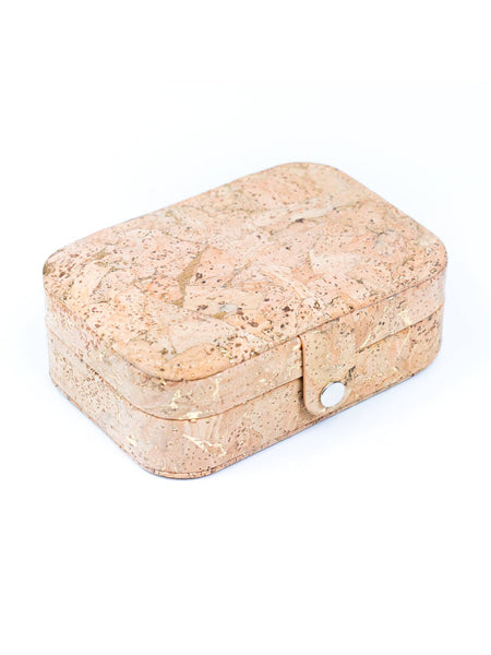 Natural/Golden/Patterned Cork Jewellery Storage Rectangular Bo