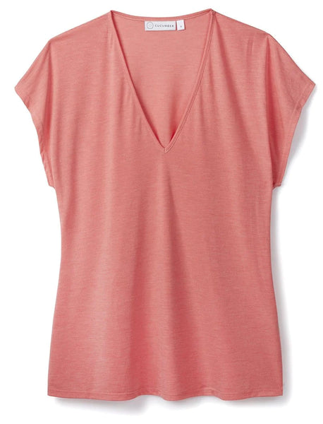 V Neck Top in Coral