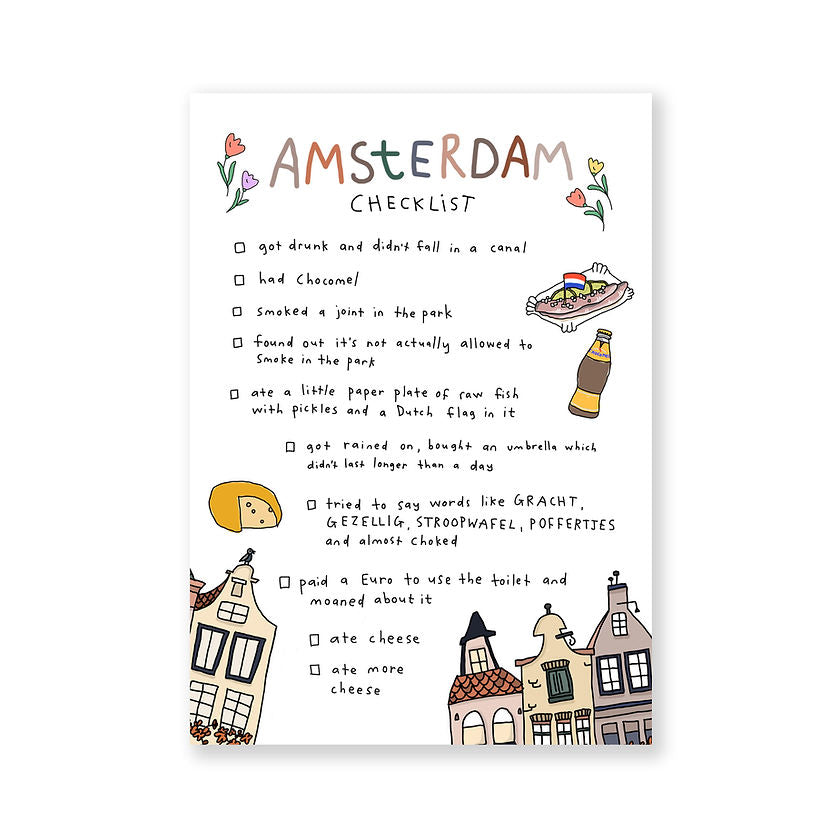 Amsterdam Checklist Postcard A6