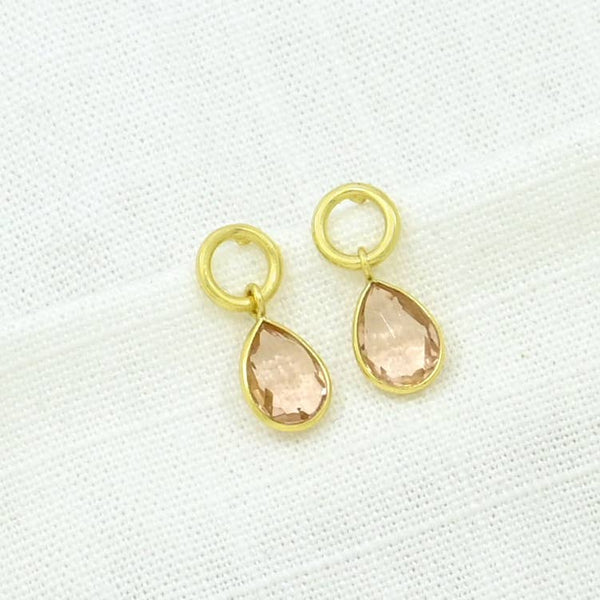 Circle Post Earrings Gold Plated Silver 925 - Morganite