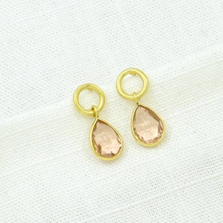 Circle Post Earrings Gold Plated Silver 925 - Morganite