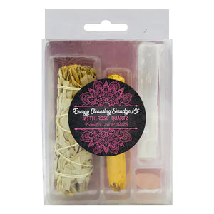 Energy Cleansing Smudge Kit with Rose Quartz