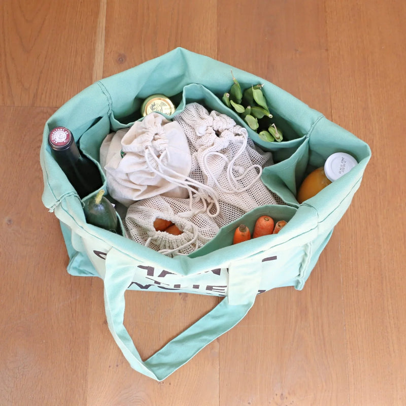 Organic Grocery Shopping Bag - with 6 sleeves inside