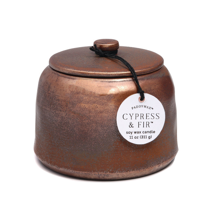 Cypress & Fir Bronzed Glazed Ceramic Candle (312g)