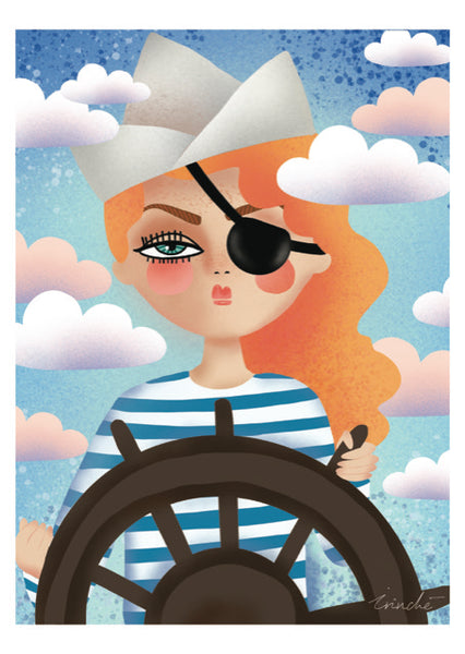 Pirate girl print A6