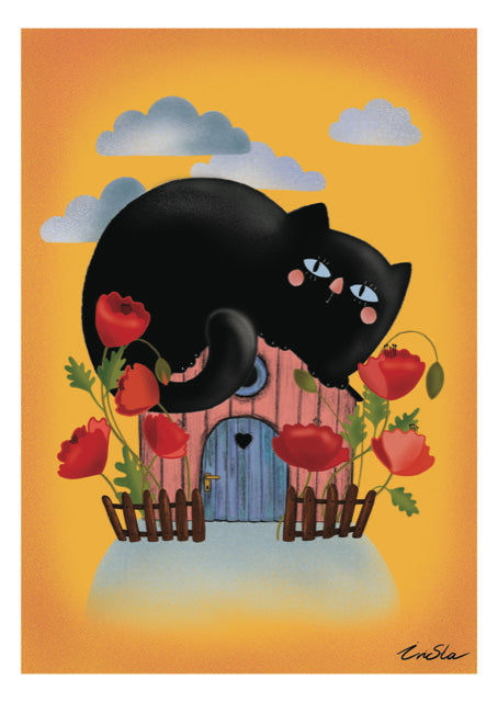 Black cat (Chat noir) print A6