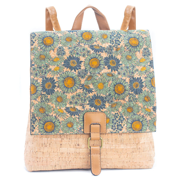 Natural Cork printed pattern women's backpack