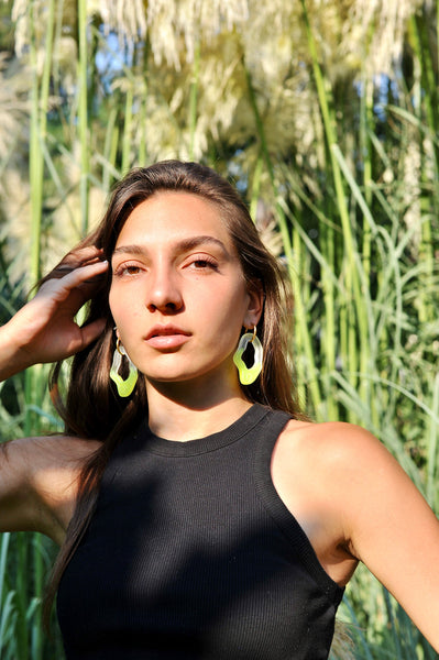 Ear Candy Transparent & Yellow Big Earrings