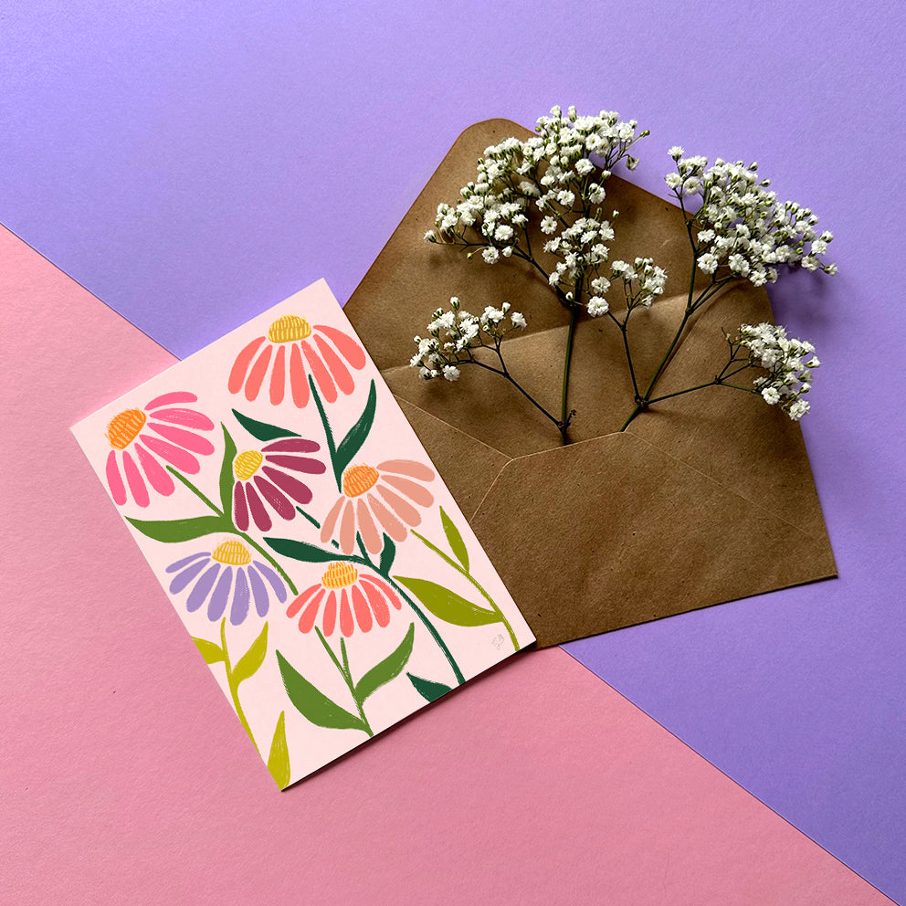 Echinacea flowers Greeting Card by Giravolta