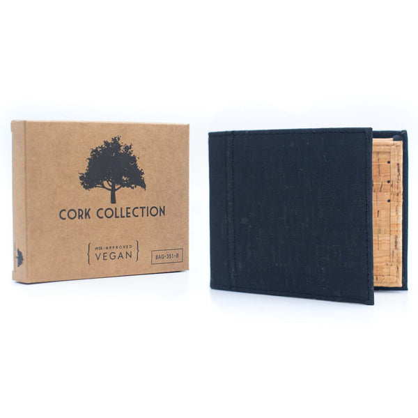 Cork slim card men wallet with a flap