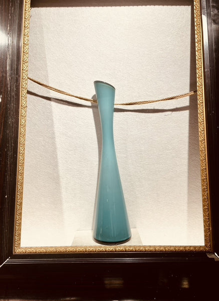 Gina G: Vintage blue long glass blown vase 70s collector