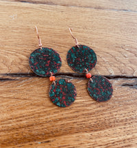 Double round copper earrings