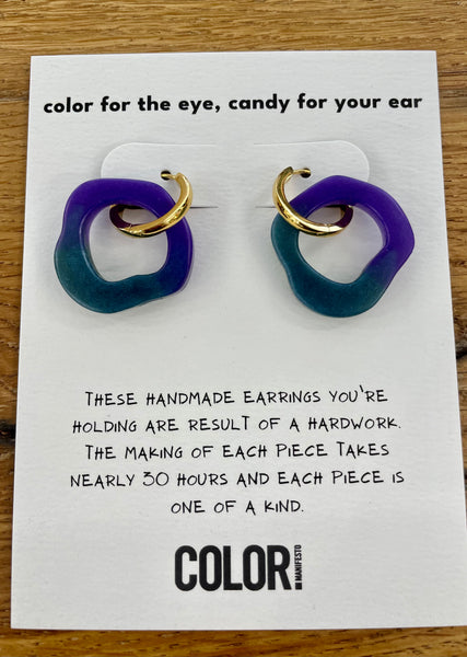 Ear Candy Green & Purple Mini Earrings