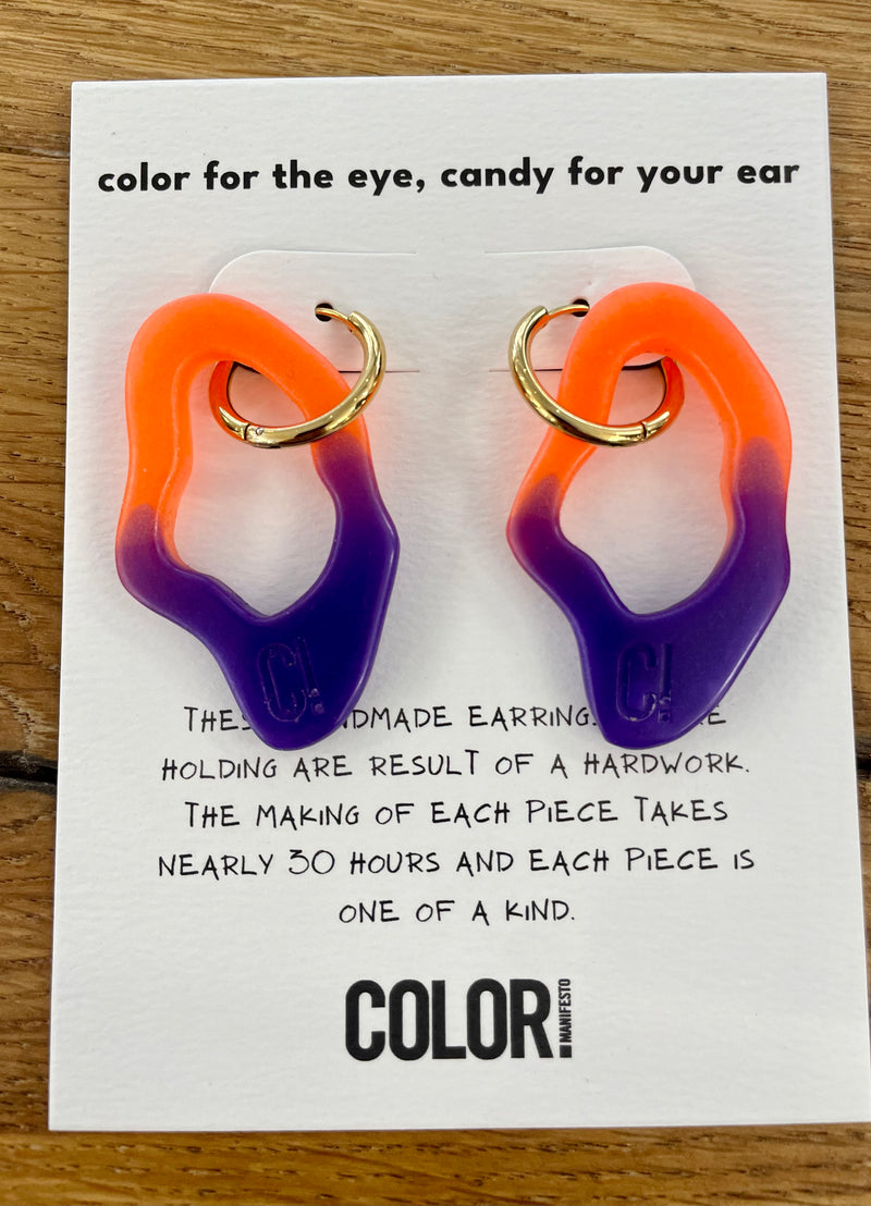 Ear Candy Orange & Purple Big Earrings