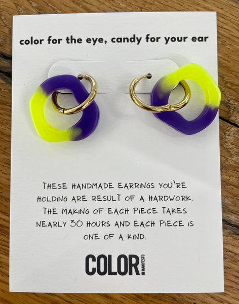 Ear Candy Purple & Yellow Mini Earrings