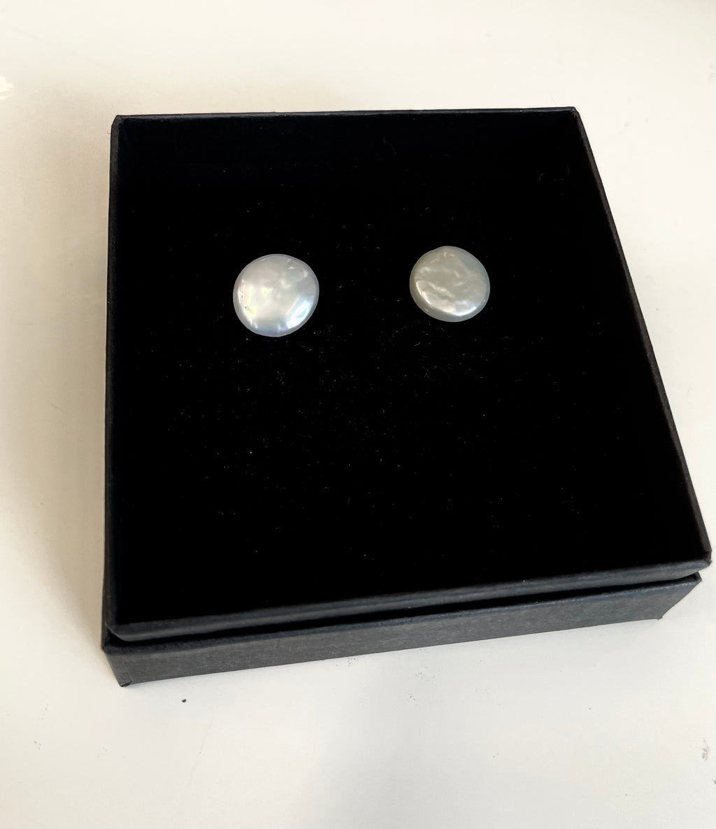 Pearl flat Tahitian - Vintage earrings 02