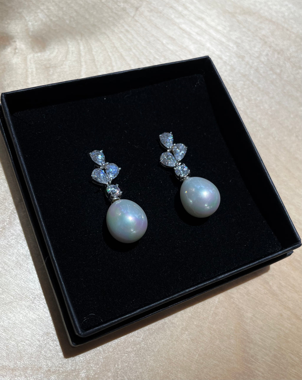 Wedding tahitian hang pearl with crystals - Vintage earrings 11
