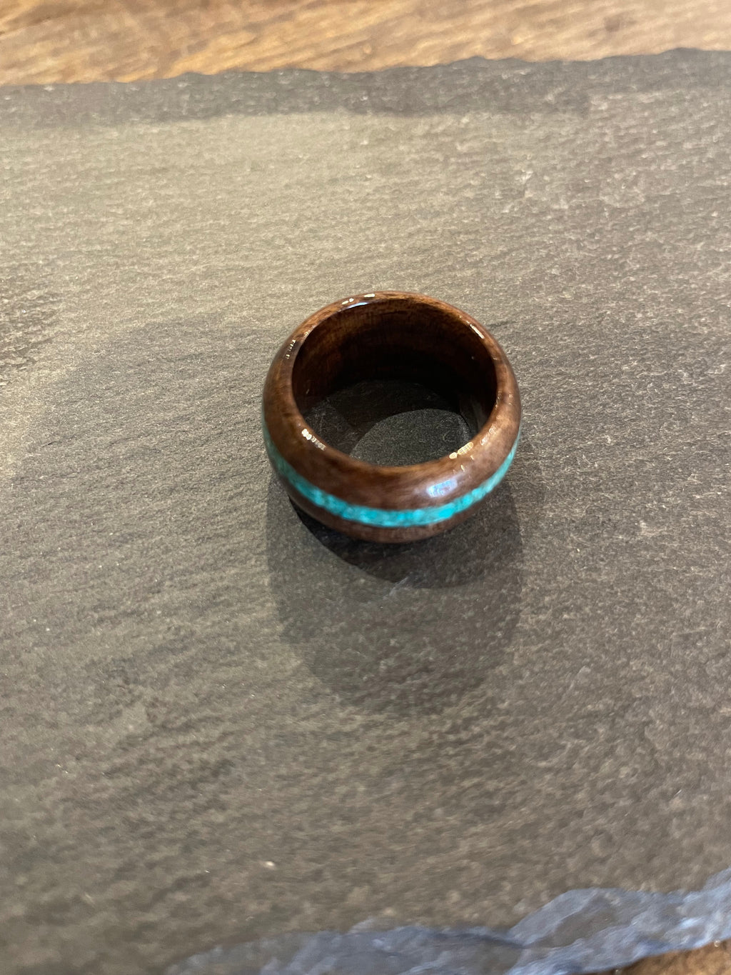 Wooden ring #2 with turquoise