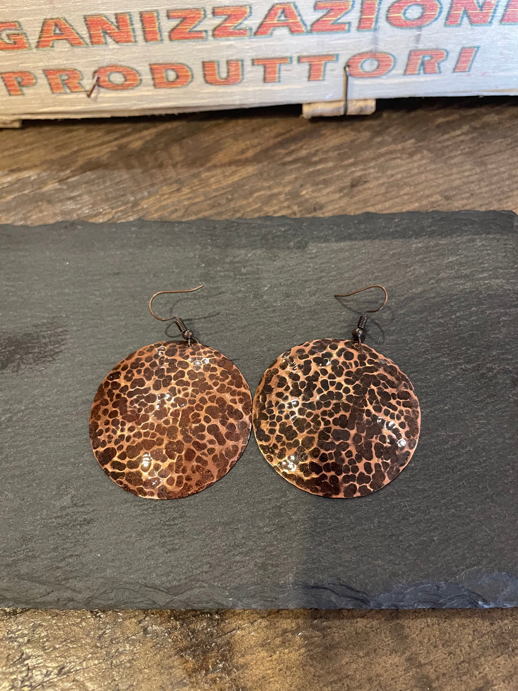Large round copper earrings