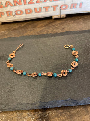 Copper and turquoise bracelet