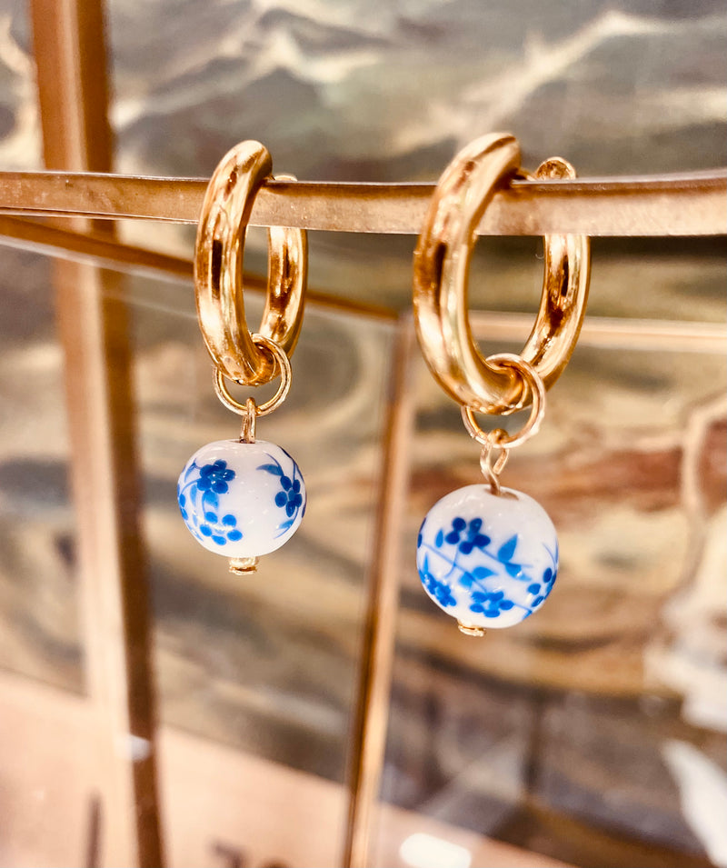 Blauw drop ceramic earrings