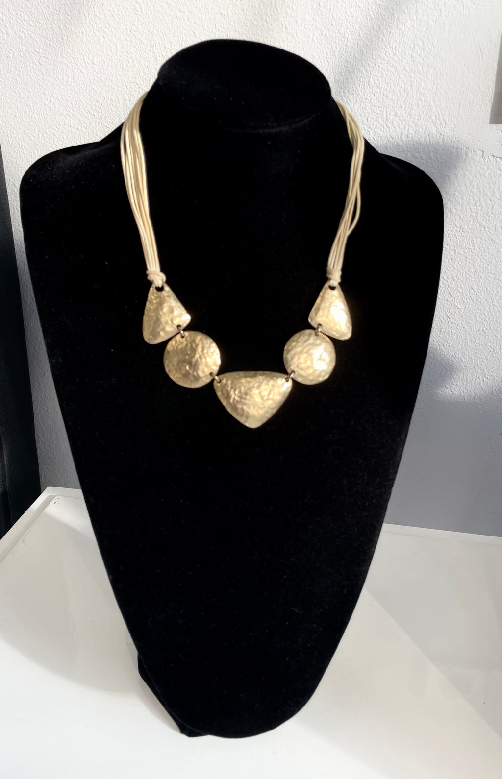 Golden geometric shapes vintage necklace