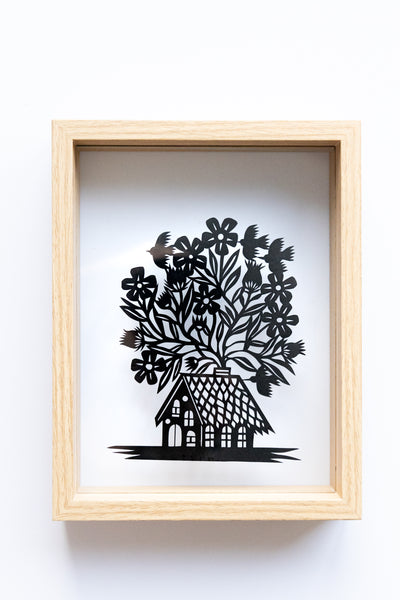 Flower home Original papercut A5 by MarinaPapercuts