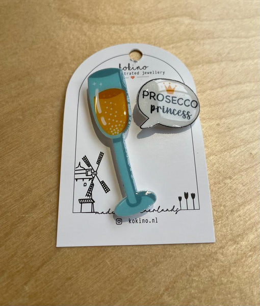 Prosecco princess double brooch