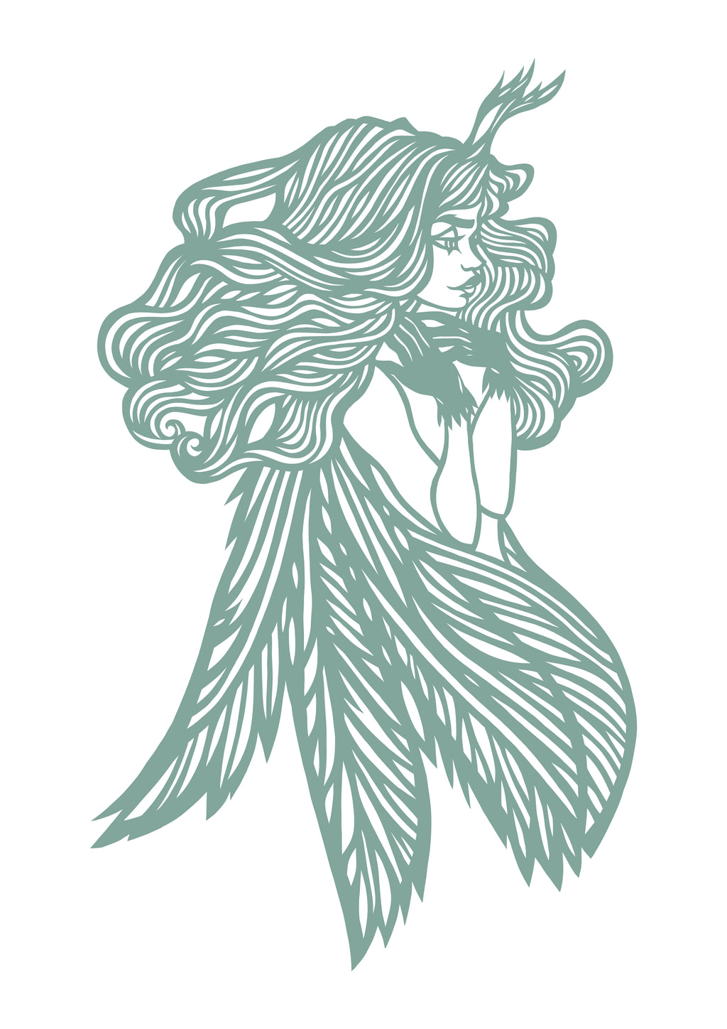Elf girl with wings Original papercut A5 by MarinaPapercuts