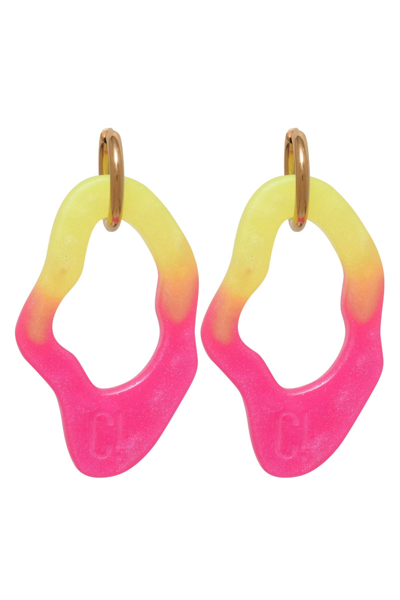 Ear Candy Pink & Yellow Big Earrings