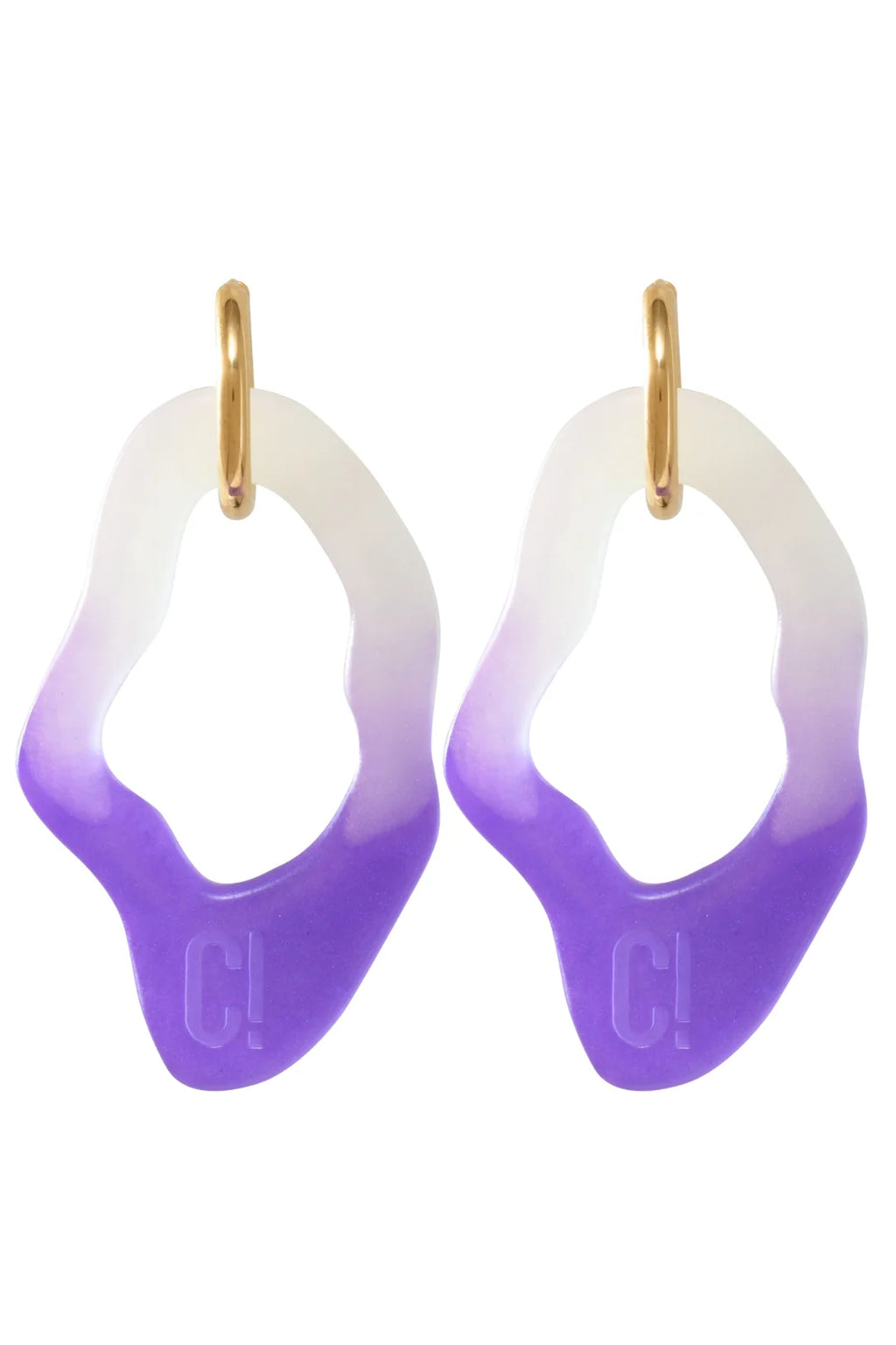 Ear Candy White & Purple Big Earrings