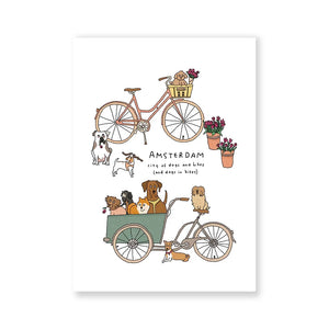 Dogs on bikes Postcard A6