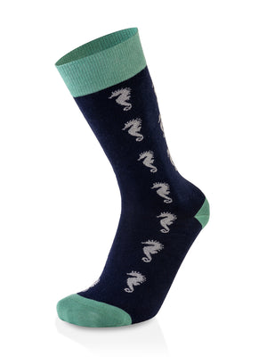 Eco Style Sea Horses Blue Socks
