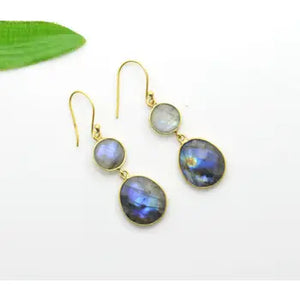 Labradorite Drop Gold Plated Earring Silver 925