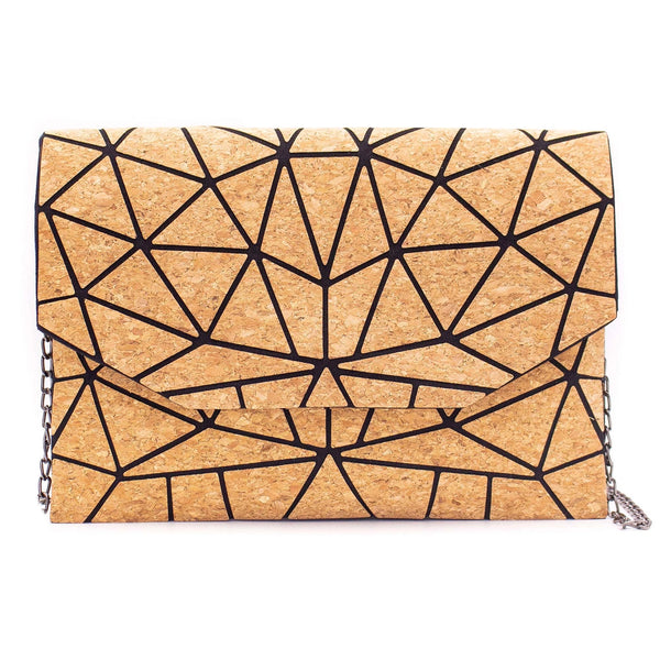 Geometric Chain Crossbody Cork Bagb