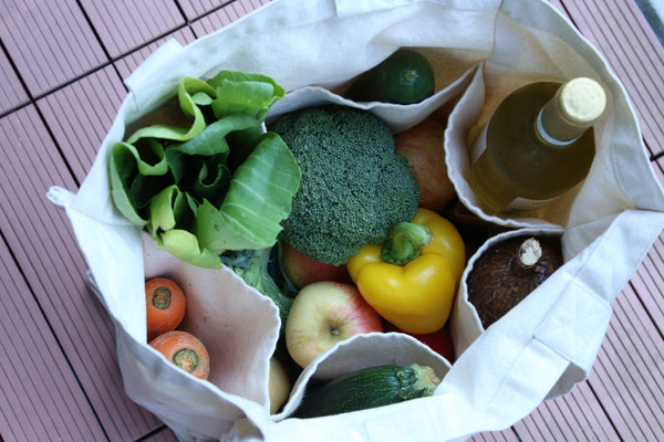 Organic Grocery Shopping Bag - with 6 sleeves inside