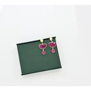 Coin Earring with Pink Jade