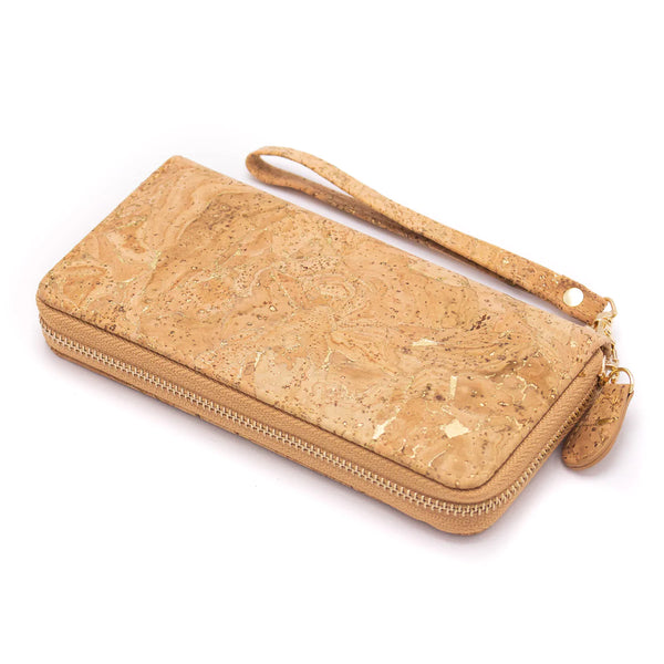 Cork with accents women card zipper vegan wallet