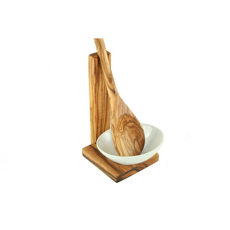 Olive wood cooking spoon stand