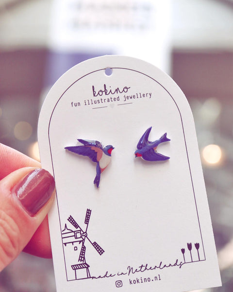 Swallows stud earrings