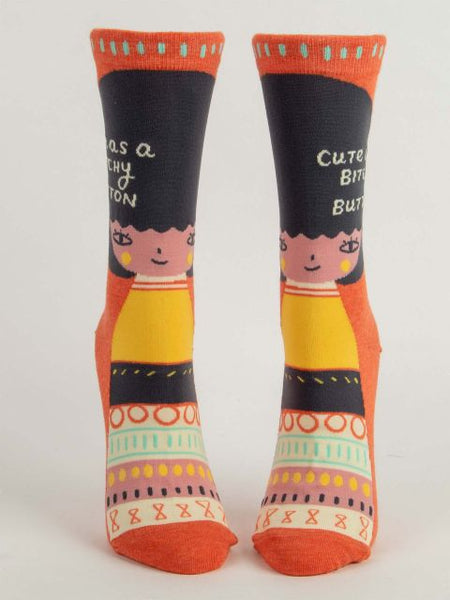 Cute As A Bitchy Button W-Crew Socks