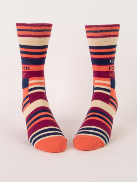 Fun Person Alert M-Crew Socks